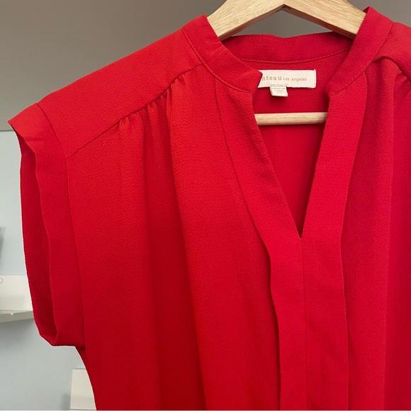 Monteau Red Cap Sleeve Flowy Lightweight Midi Dress - Picture 7 of 11